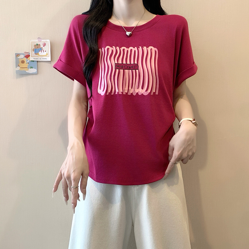 2026-summer-plus-size-womens-printed-round-neck-flutter-sleeve-short-sleeve-t-shirt_1 Plus Size Women's Summer Print Round Neck Flutter Sleeve Short Sleeve T-Shirt 2026 New