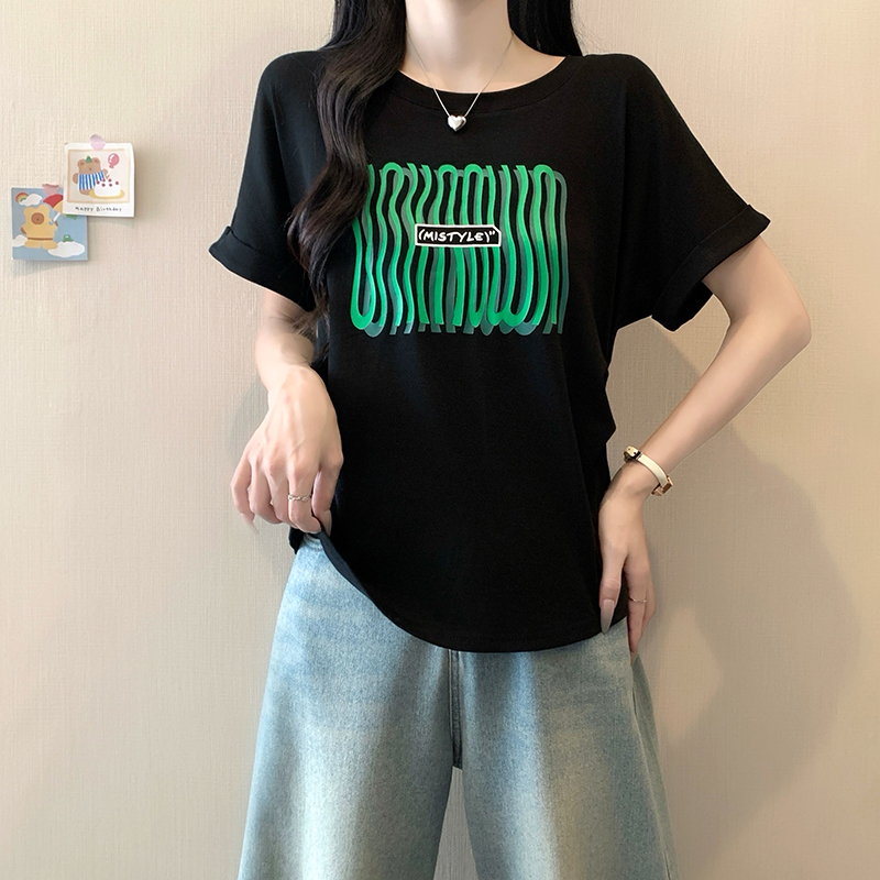 2026-summer-plus-size-womens-printed-round-neck-flutter-sleeve-short-sleeve-t-shirt_2 Plus Size Women's Summer Print Round Neck Flutter Sleeve Short Sleeve T-Shirt 2026 New