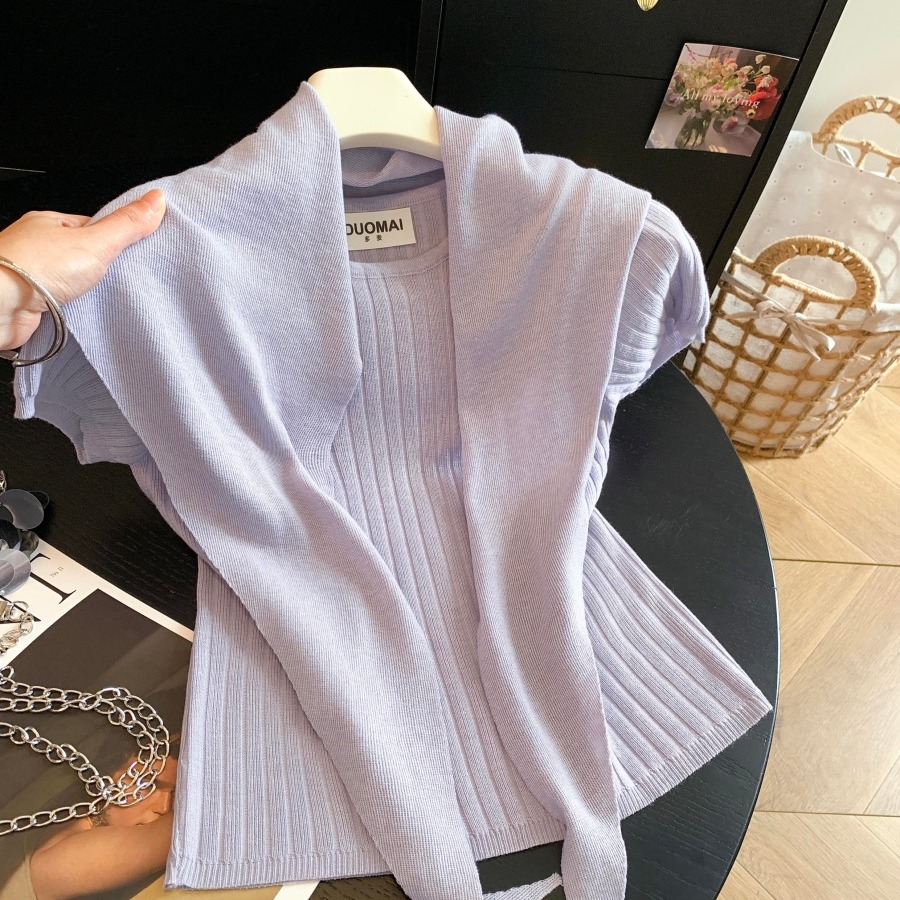 korean-minimalist-crew-neck-short-sleeve-knit-top-with-shawl-two-piece-set-solid-women_4 Korean Minimalist Crew Neck Short Sleeve Knit Top with Shawl Two Piece Set Solid Women