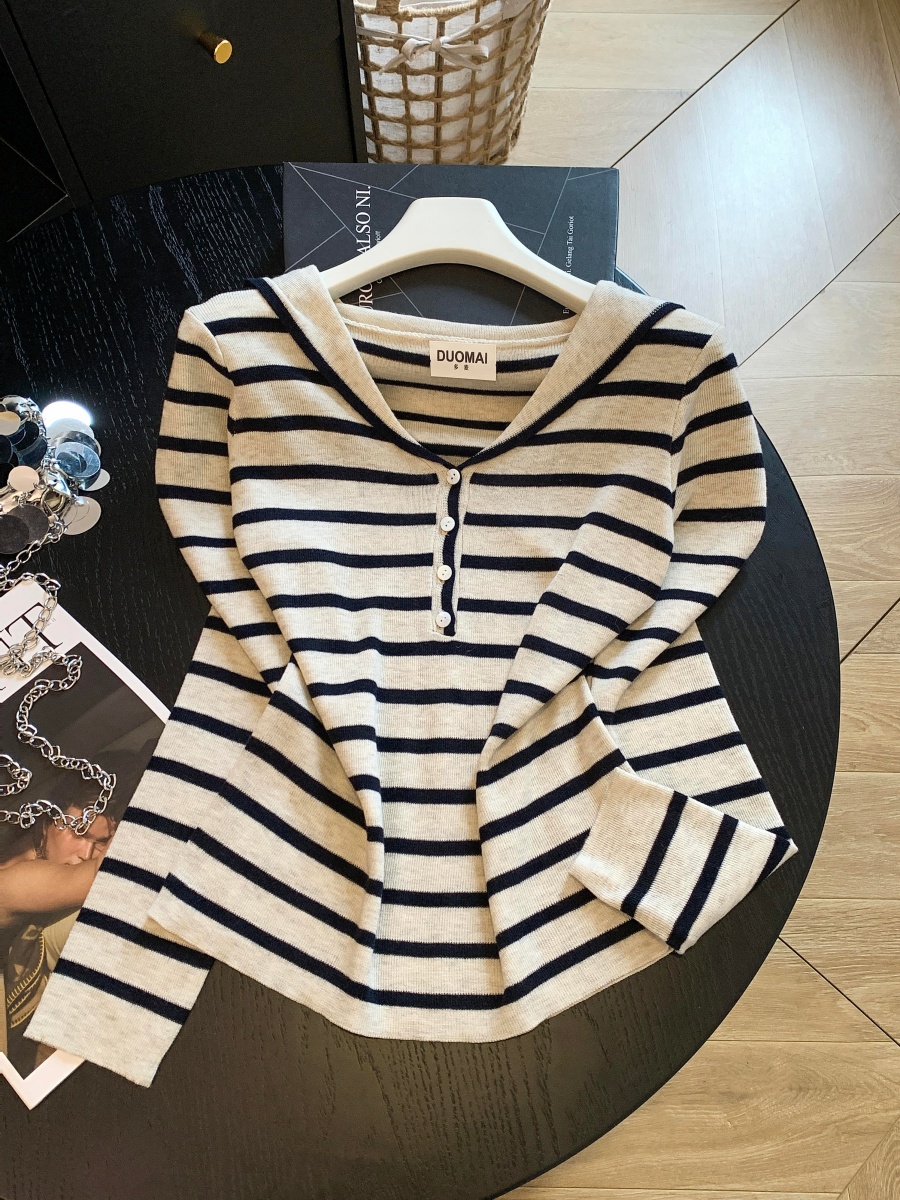 korean-striped-sailor-collar-knit-long-sleeve-t-shirt-for-women-fall-2026_3 Korean Striped Sailor Collar Knit Long Sleeve T-Shirt for Women Fall 2026