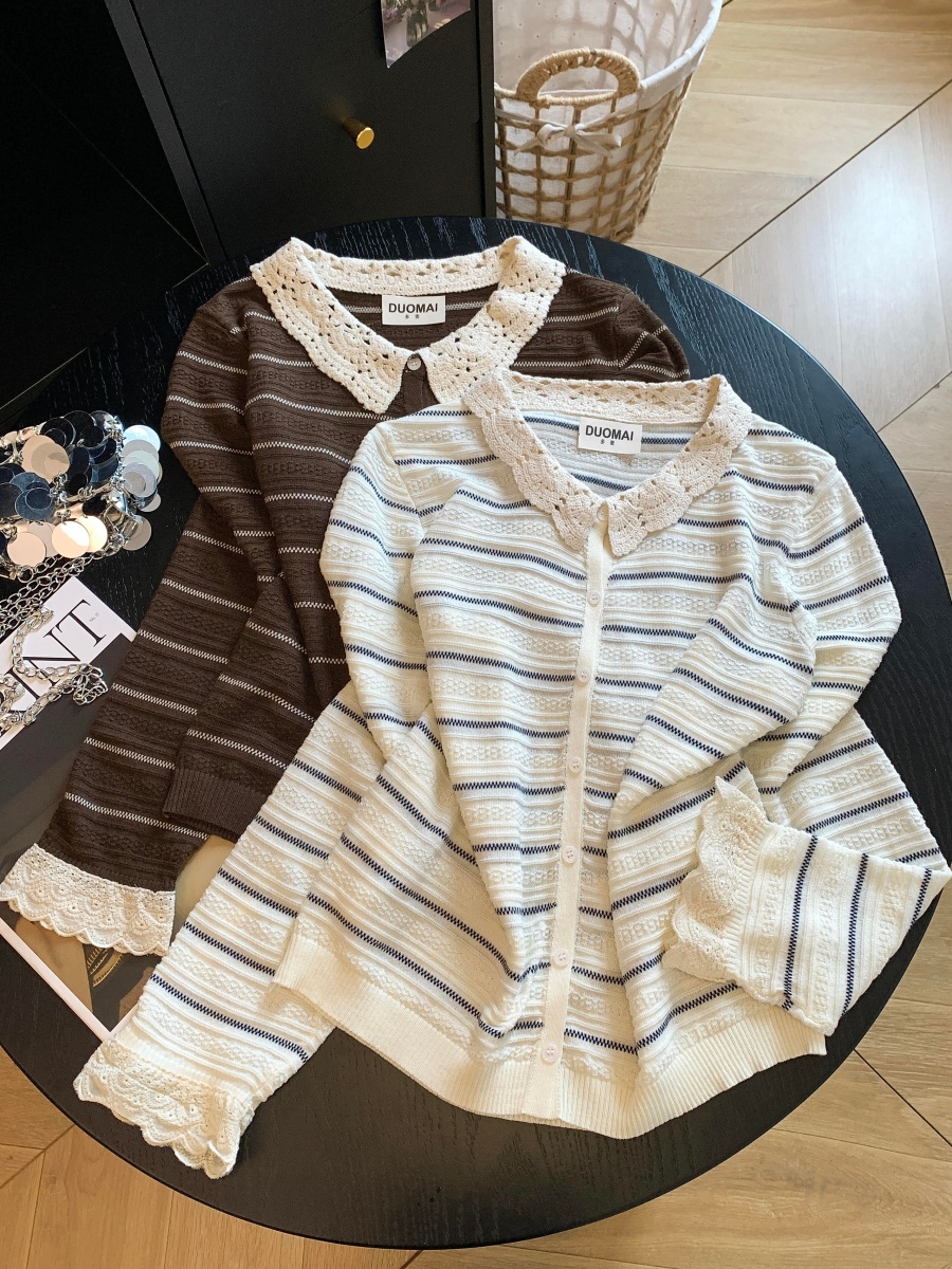 korean-style-striped-knit-cardigan-women-loose-slimming-lapel-pullover-top_3 Korean Style Striped Knit Cardigan Women Loose Slimming Lapel Pullover Top