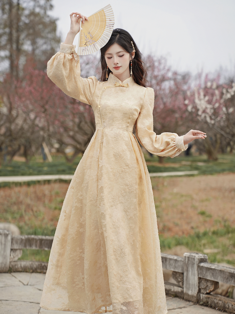 new-chinese-style-a-line-long-dress-with-stand-collar-and-long-sleeves-style-250743_3 New Chinese Style A-Line Long Dress with Stand Collar and Long Sleeves - Style 250743