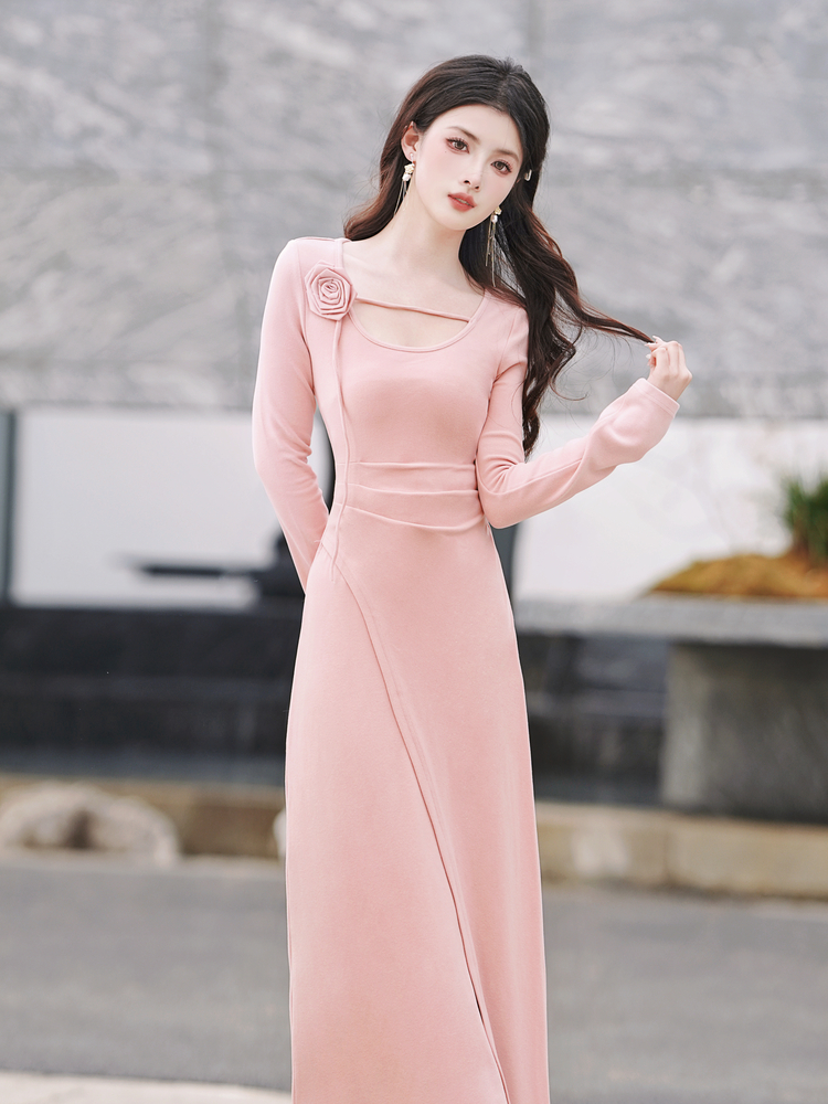 new-chinese-style-retro-knit-long-sleeve-dress-for-spring_1 New Chinese Style Retro Knit Long Sleeve Dress for Spring