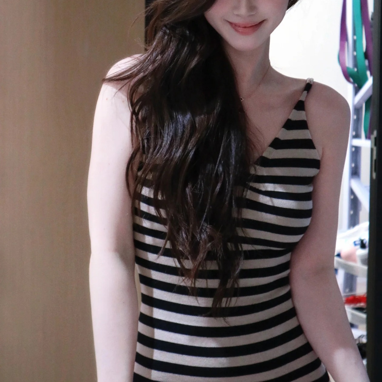 new-sleeveless-bodycon-dress-v-neck-striped-spaghetti-strap-backless-slim-slit-long-dress_4 New Sleeveless Bodycon Dress V-Neck Striped Spaghetti Strap Backless Slim Slit Long Dress
