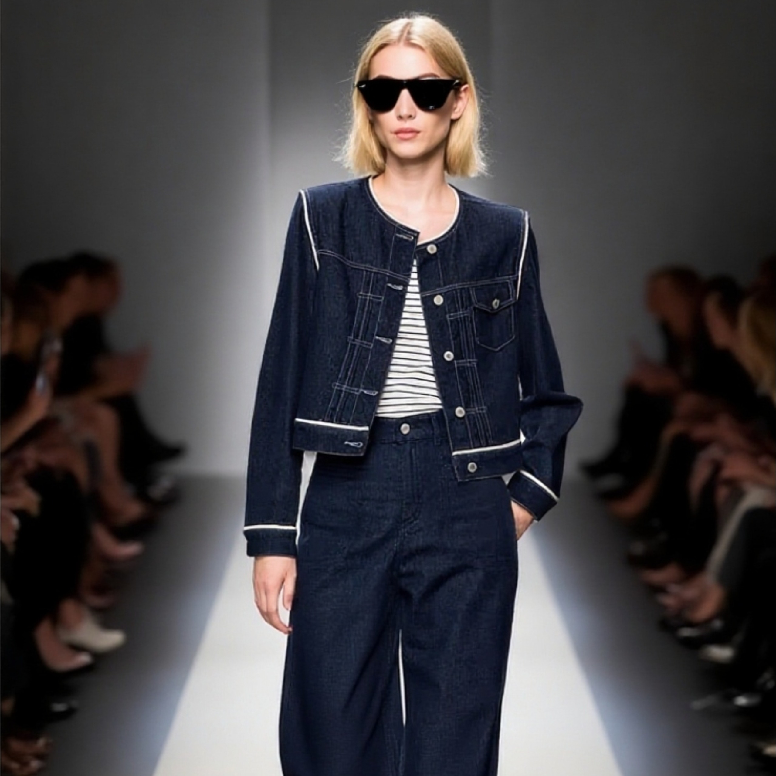 retro-denim-color-block-loose-fit-button-front-womens-jacket Retro Denim Color Block Loose Fit Button Front Women's Jacket