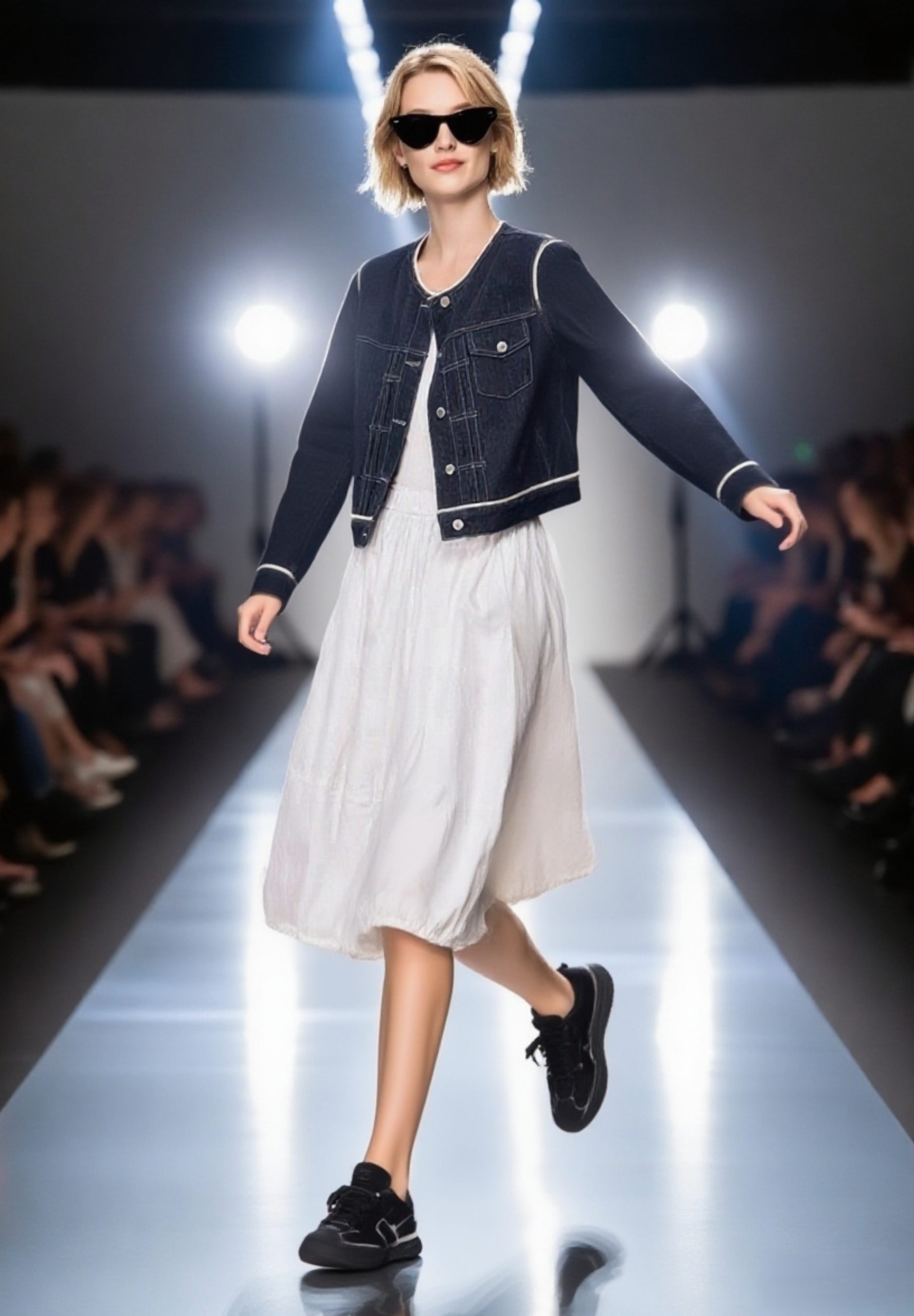 Retro Denim Color Block Loose Fit Button Front Women's Jacket